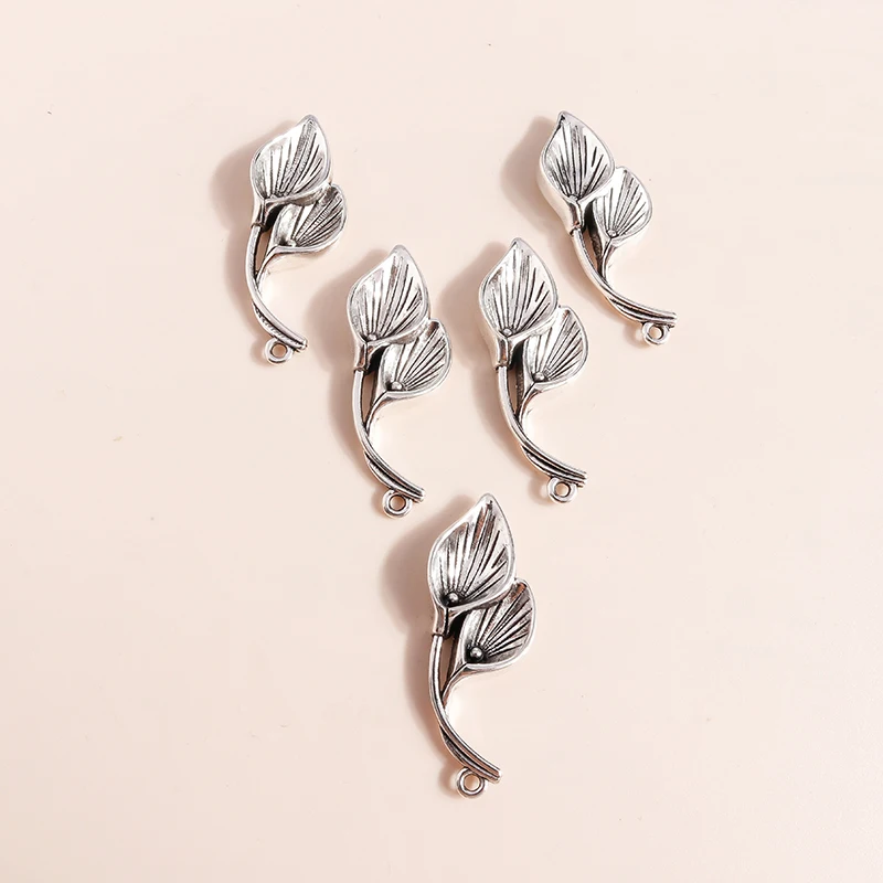 Leslie 8 Stück 15*36mm Antiksilberfarbene Calla-Lilien-Blüten-Anhänger für Halsketten, Armbänder, DIY-Schmuckherstellung – Detail 5