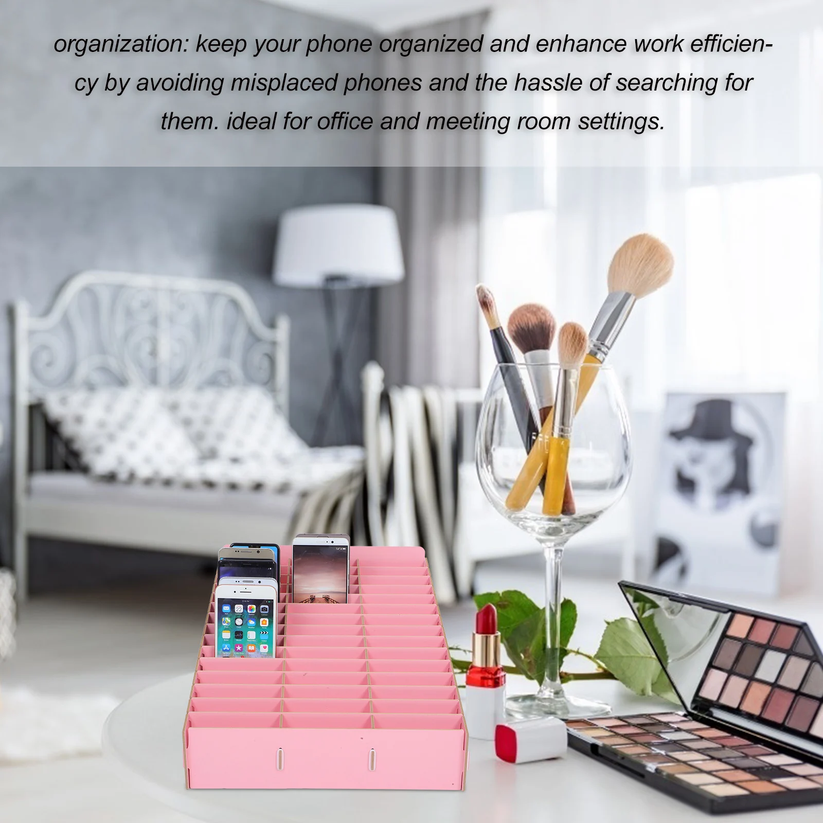 

Multifunction Mobile Phone Management Rack Office Wooden Meeting Room Organizer
