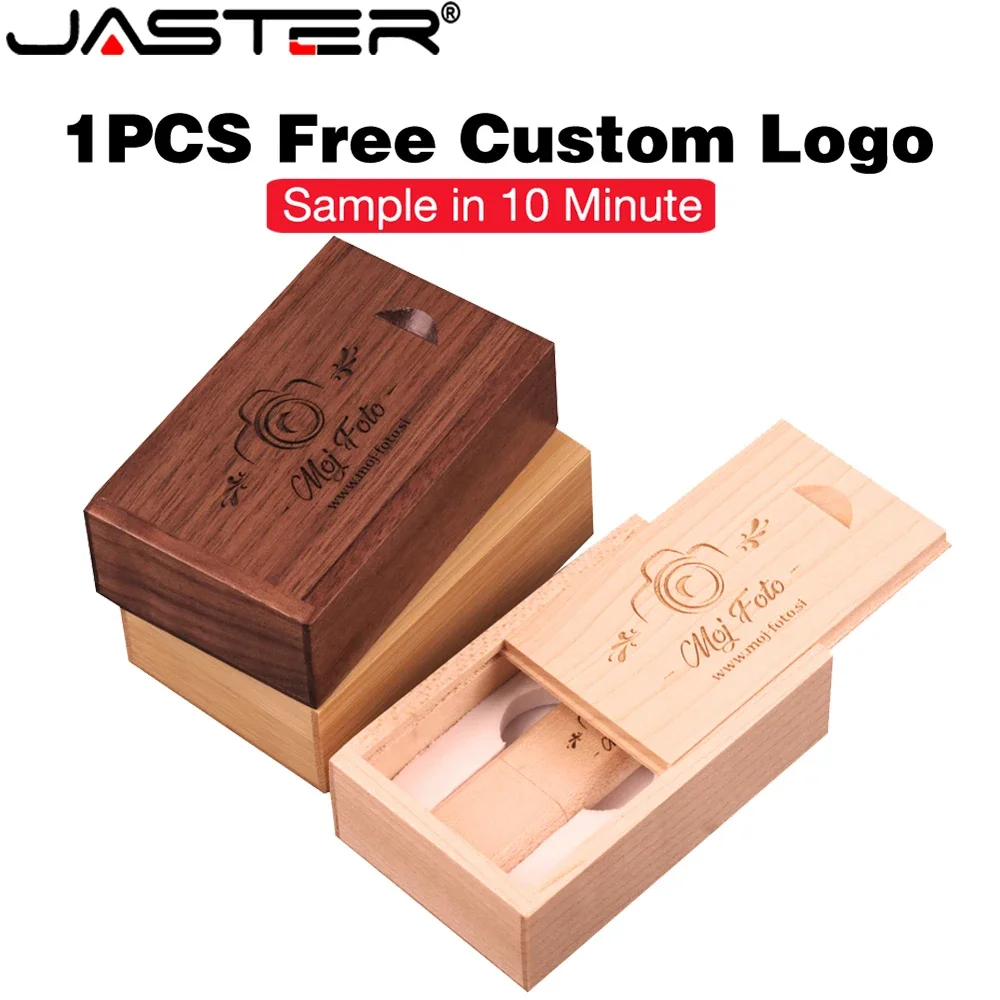 Wooden USB Flash Drive 10PCS/LOT Pen Drive 4GB 8GB 16G 128G Wedding Gift Memory Stick Box U Disk Free Custom LOGO Pen drive 64gb