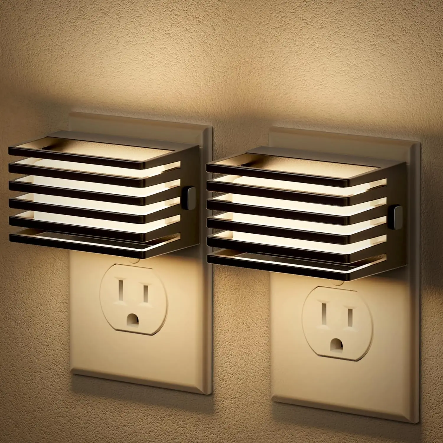 

LED Night Light, 2 Pack, Dusk to Dawn Sensor, Dimmable, Adjustable Brightness, 3000K Soft White for Bedroom Bathroom Hallway