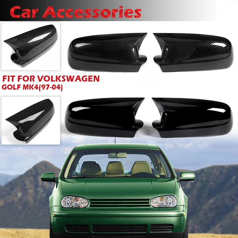 Rhyming Rearview Mirror Cover Wing Mirror Housing Caps Horn Fit For VW Golf 4 MK4 GTI R 1997-2004 Bora Jetta Passat B5 1998-2005