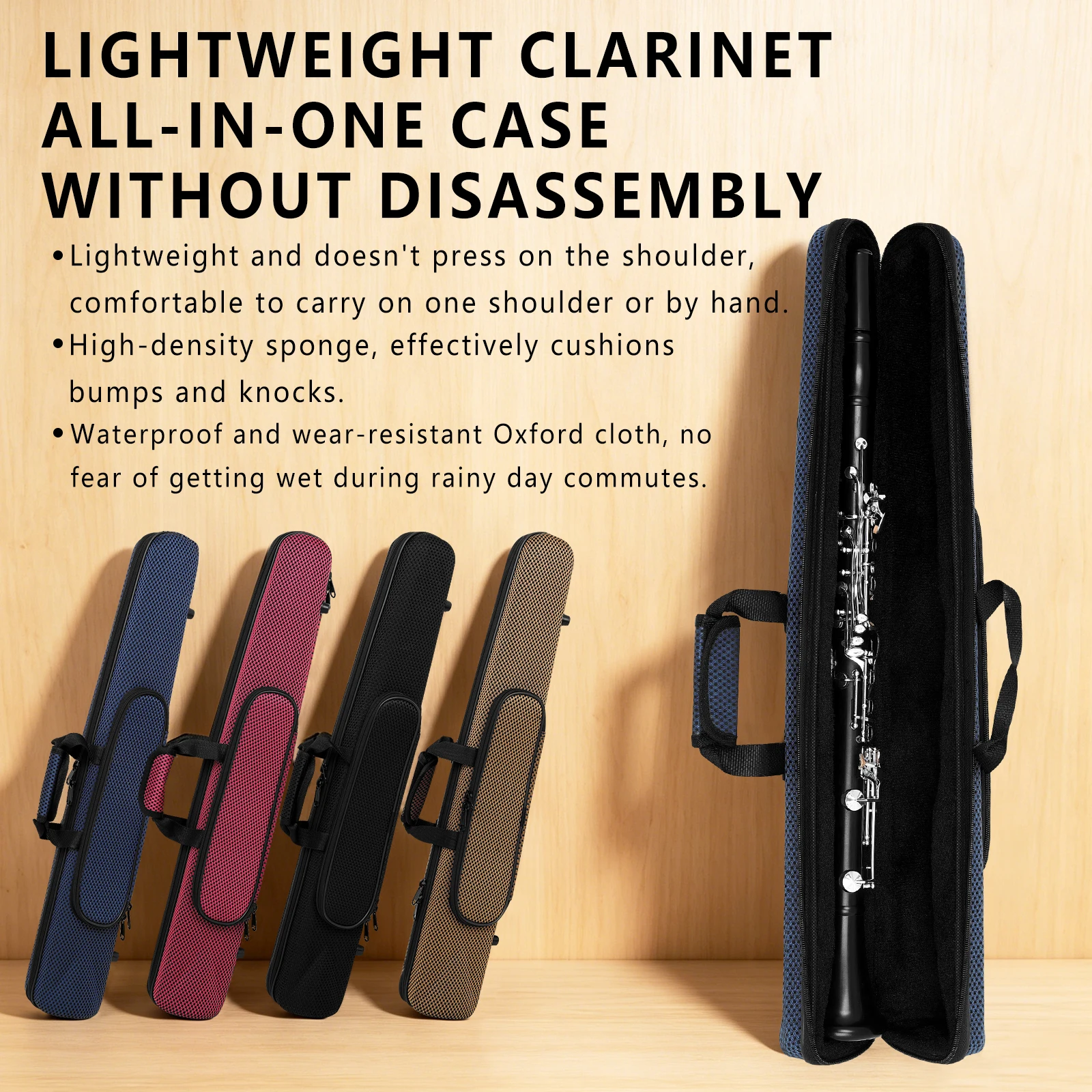 SLADE Clarinet Case Canvas Bag Lightweight Compression Resistant Storage Box Portable Woodwind Instrument Accessories