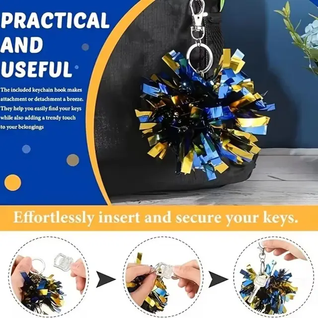 New Colorful Cheer Pom Pom Foil Ball Small Cheerleading Keyring Round Cheer Dance Accessories Keyring Charm 3 New Colorful Cheer Pom Pom Foil Ball Small Cheerleading Keyring Round Cheer Dance Accessories Keyring Charm 3
