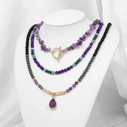 2023 New Trendy Water Drop Pendant Necklace Fashion Lapis Lazuli Stone Beaded Necklace Chokers luxury Wedding Party Jewelry Gift