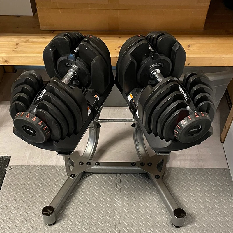 

Household Weight Lifting Adjustable Dumbbells 2 Pieces 40kg/90lb (With Base)+1 Stand Door To Door, Seller Pay Taxes