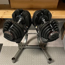 Household Weight Lifting Adjustable Dumbbells 2 Pieces 40kg/90lb (With Base)+1 Stand Door To Door, Seller Pay Taxes