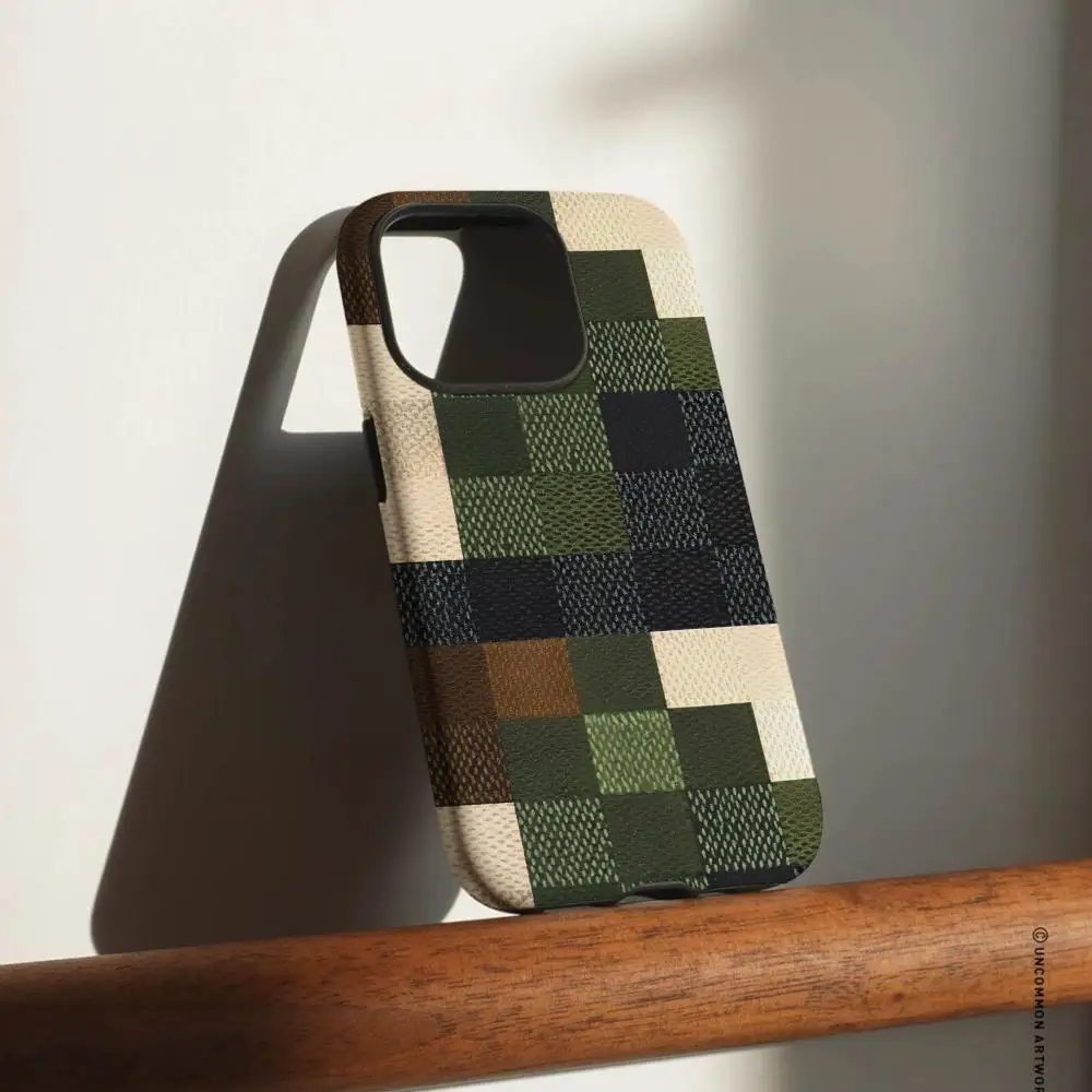 

Чехол для телефона Samsung Galaxy S25 24 23 22 Ultra Plus A56 36 26, глянцевый HD двухслойный жесткий корпус, зеленый Damier