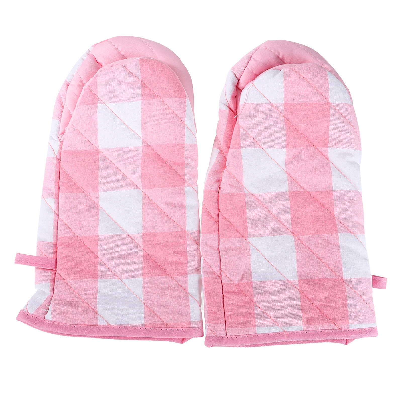 

2Pcs Heat Comfortable Kitchen Oven Mitts Microwave Plaid Baking Heat Insulation Gloves Gloves Anti Scald