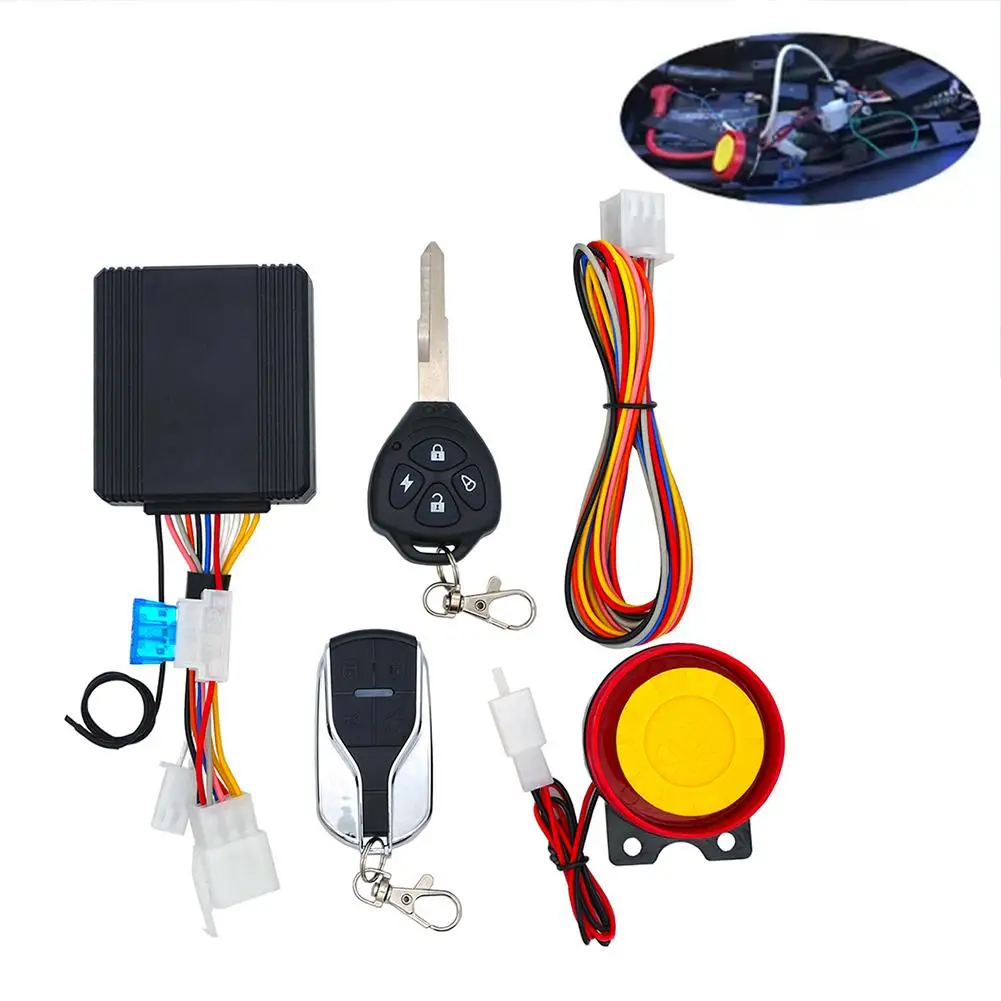 Motorcycle Anti-Theft Alarm System Wireless Remote Engine Starter Stop With Remote Controller Key Module Horn For 12V Motor A7I2