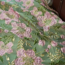 Gold Silk Embossed Large Flower Jacquard Fabric Women's Dress Fluffy Skirt Stage Clothing Decorative Sewing Fabric
