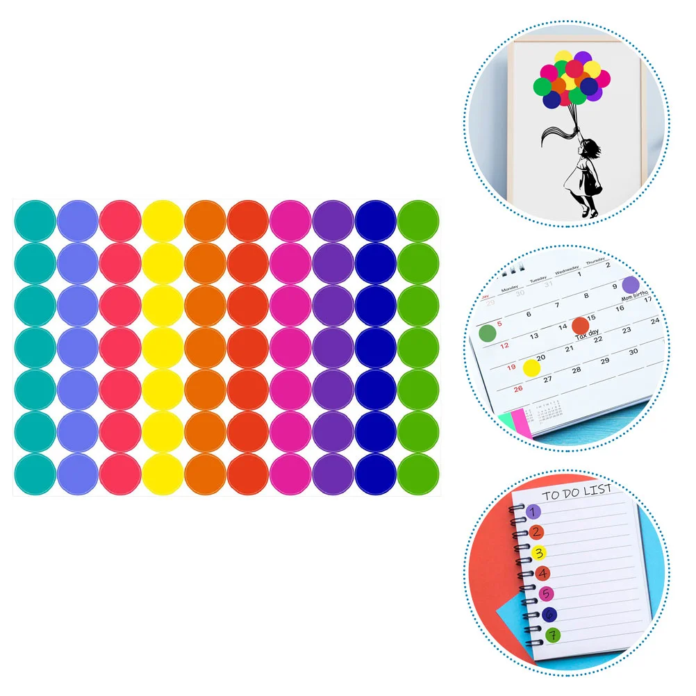 

10 Sheets Color Dot Stickers Office The Circle Envelopes Sealing Labels Adhesive Dots