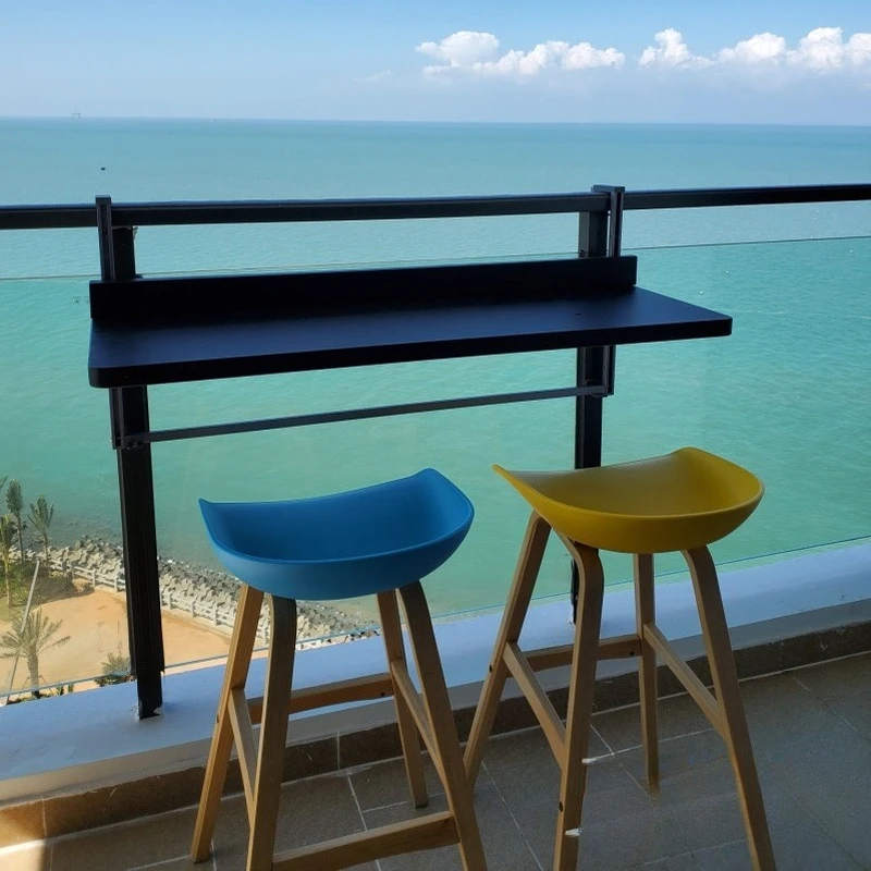 Balcony Railing Hanging Table Foldable Bar Table Leisure Desk Tea Hanging Bar