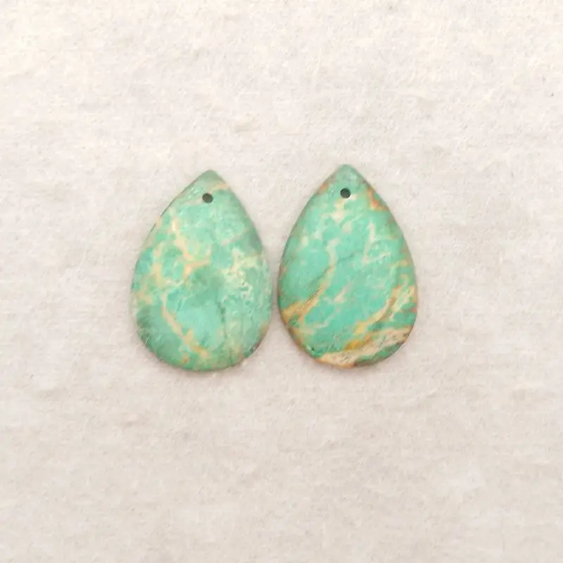 

Chrysocolla Teardrop Earrings Pair, Natural Deep Green with Earthy Patterns, 26x18x4mm, 3.6g