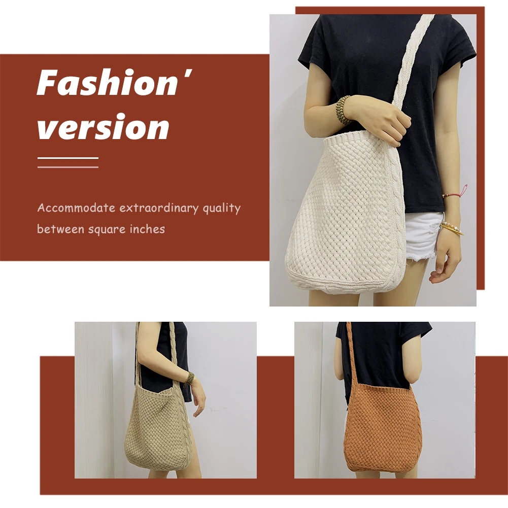 

Женские сумки на плечо, однотонная вязаная сумка-клатч, вязаные сумки на плечо ручной работы, милая большая сумка для путешествий для девочек, сумка для покупок