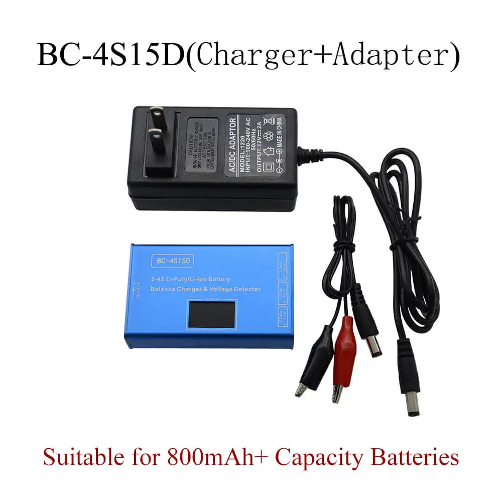 BC-4S15D chargeur d'équilibre de batterie Lithium Lipo 2-4S B4-800D affichage numérique LCD avec adaptateur pour Drone RC FPV quadrirotor