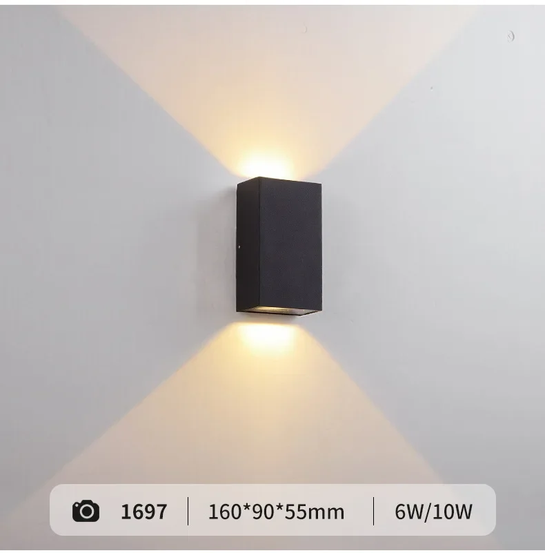 Round Square Modern Wall Lights Garden Porch Ip65 Waterproof Up Down Lighting Outdoor Led Bedroom Lamp Wall Decor