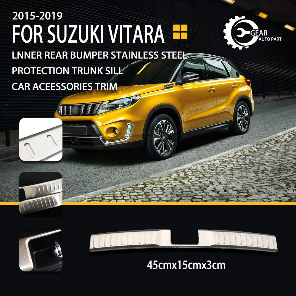 For Suzuki Vitara 2015-2019 Inner Rear Bumper Stainless Steel Protection Trunk Sill Car Accessories Trim