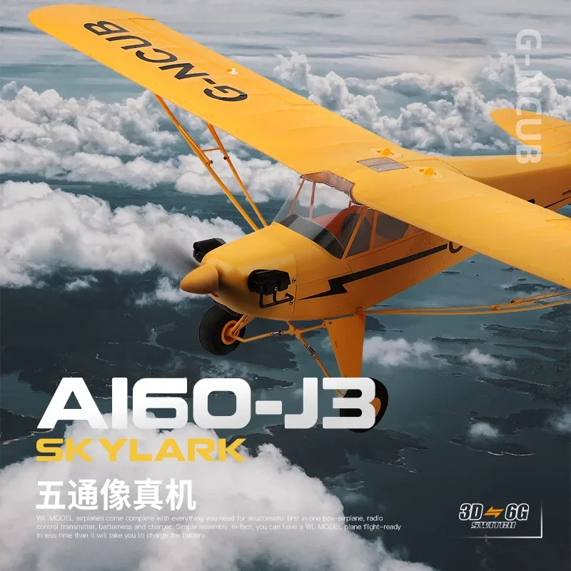 Hot Sale RC Plane RTF 2.4G Brushless Motor 3D/6G Remote Control Airplane Wltoys A160 Upgraded J3-CUB Ready To Fly