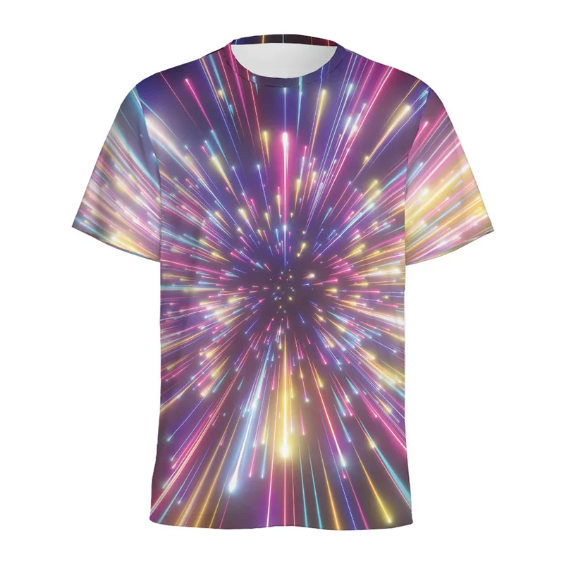 

Hyperspace Lights Pattern T Shirts Men Classic 3D Printed T-shirt Tops Women Loose Short Sleeves Summer Streetwear Tee Shirt