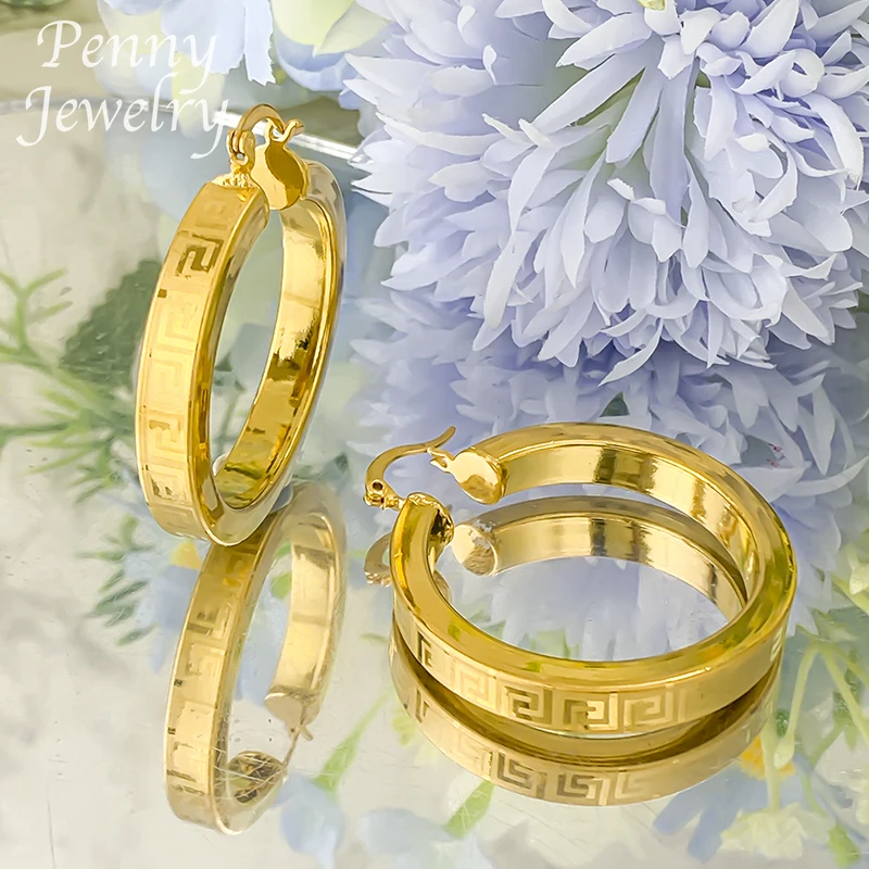 أقراط دائرية من النحاس الأصلي مطلية بالذهب عيار 18 قيراط للنساء حلق دائري هدايا حفلات الزفاف مجموعات مجوهرات إيطالية أفريقية