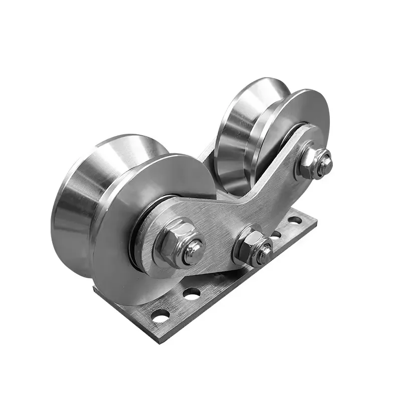Heavy Duty 304 Stainless Steel Sliding Door Track Double Wheel V Groove U Groove H Bearing Pulley Customizable Foshan