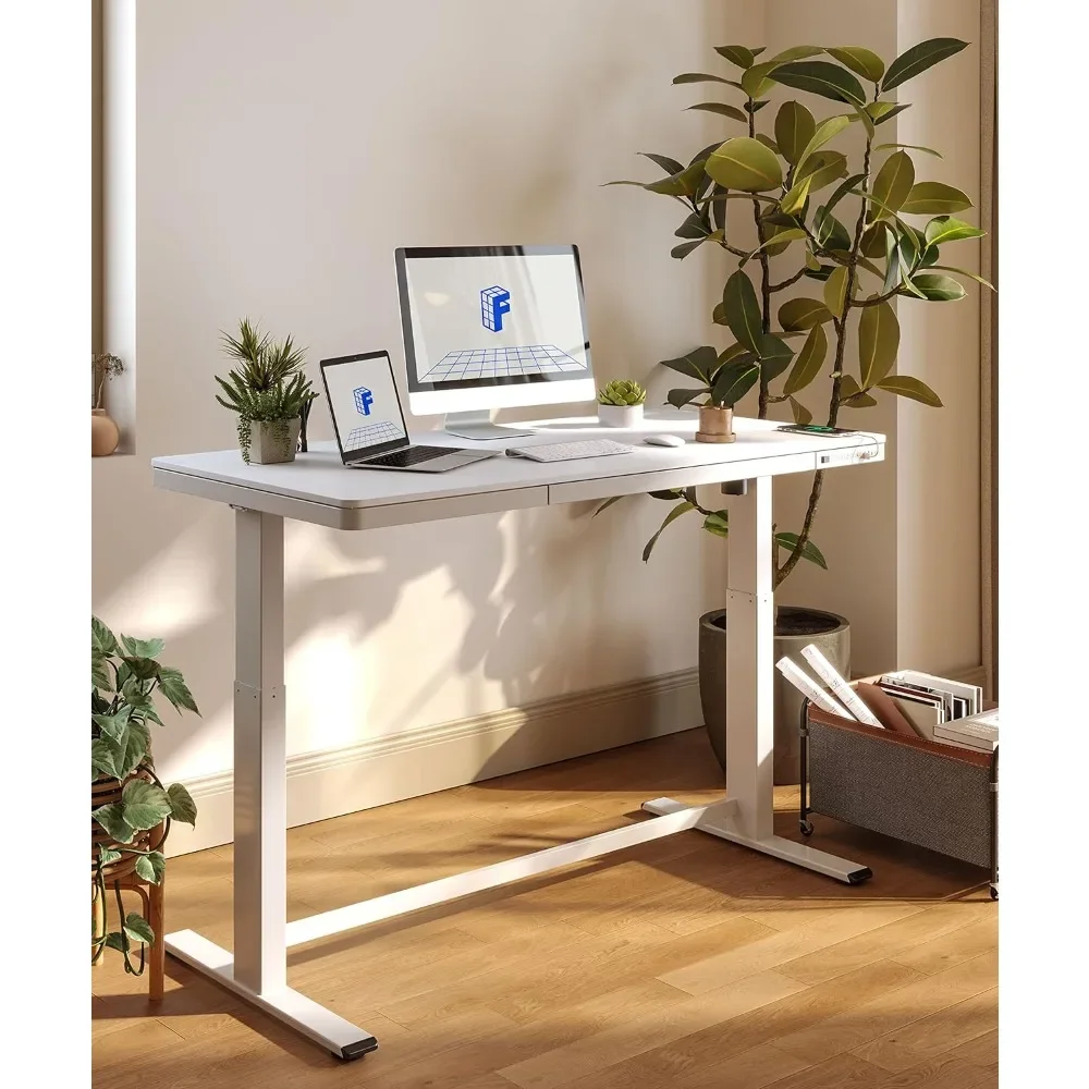 

Comhar Electric Standing Desk with Drawers Charging USB A to C Port, Height Adjustable 48" Whole-Piece Quick Install