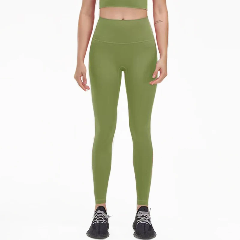 SOISOU Nylon Yoga Pants Gym Leggings Women Girl Fitness Soft Tights High Waist Elastic Breathable No T Line Sports Pants image 3
