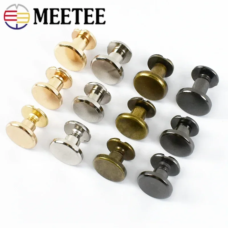 Meetee 20/50Pcs 5-8mm Flat Head Screws Nail Rivet Buckle Bag Book Notebook Metal Binding Belt Hardware Spikes Buckles Accessory