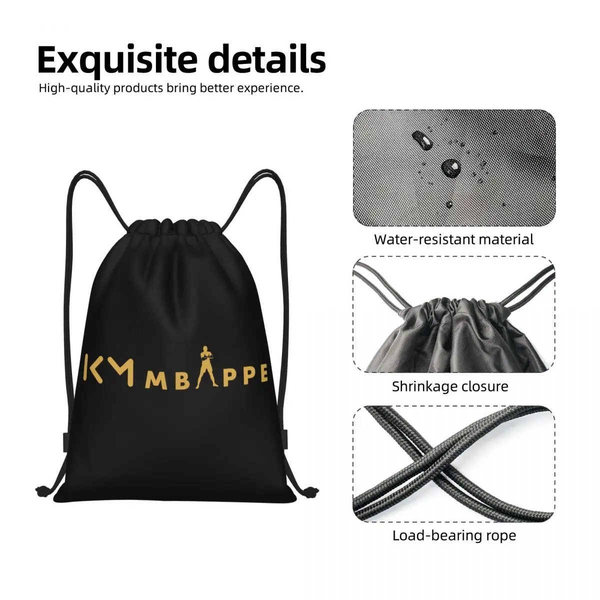 Custom KM Soccer Mbappes Drawstring Bag for Shopping Yoga Backpacks Men Women Football Sports Gym Sackpack