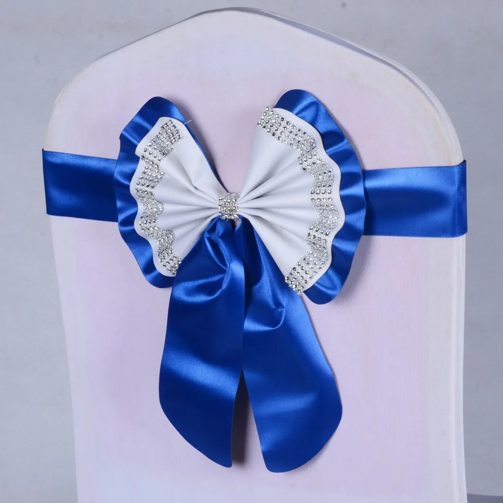 10/20PC Hotel Restaurant Wedding Banquet Elastic Free Ties Chair Back Flower Bow Chairs Decorative Ribbon Mariage Chair Sashes