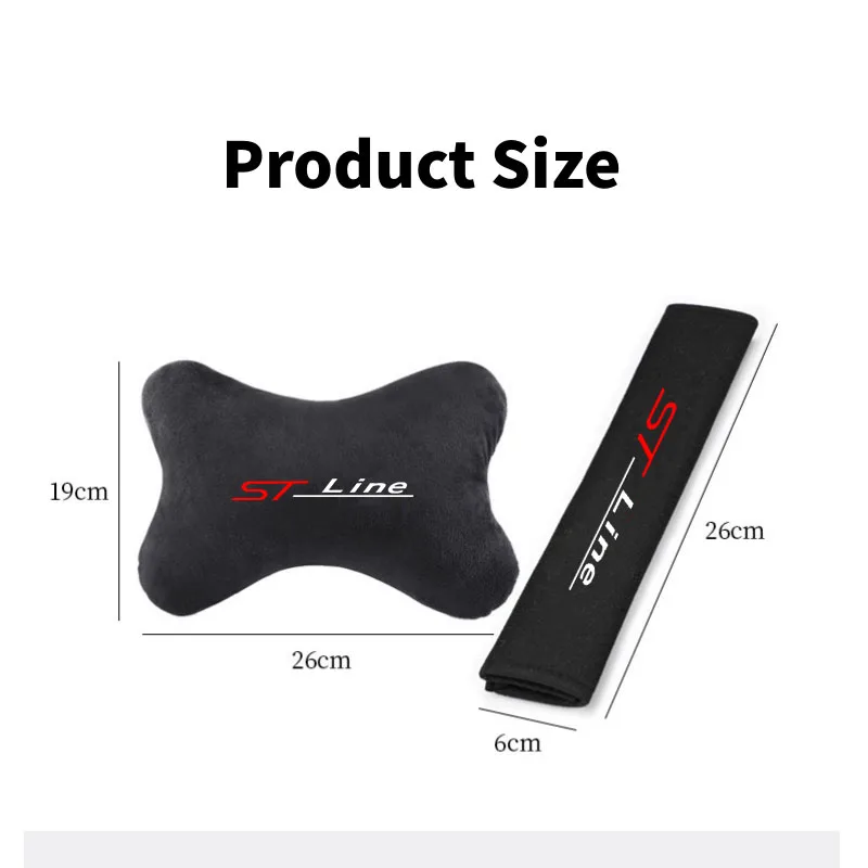 Car Seat Neck Pillow Headrest Seat Belt Protector Cover for ST Line MK2 MK3 MK4 ST Auto Accessorie