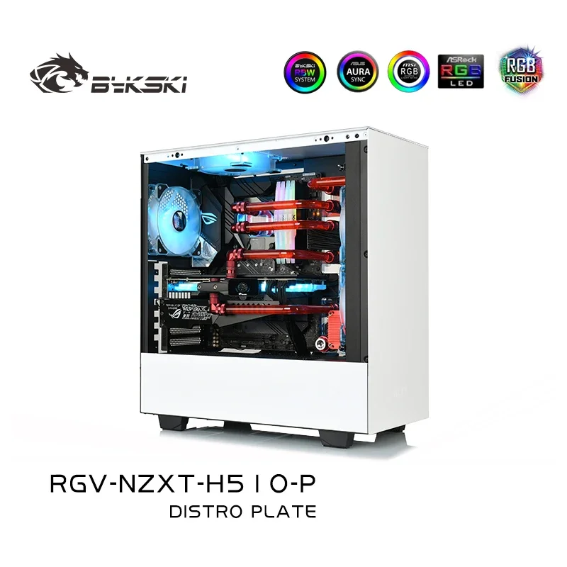 Bykski for NZXT H510 Computer Case Distro Plate Kit for CPU/GPU Water Cooling Radiator Support DDC Pump,RGV-NZXT-H510-P