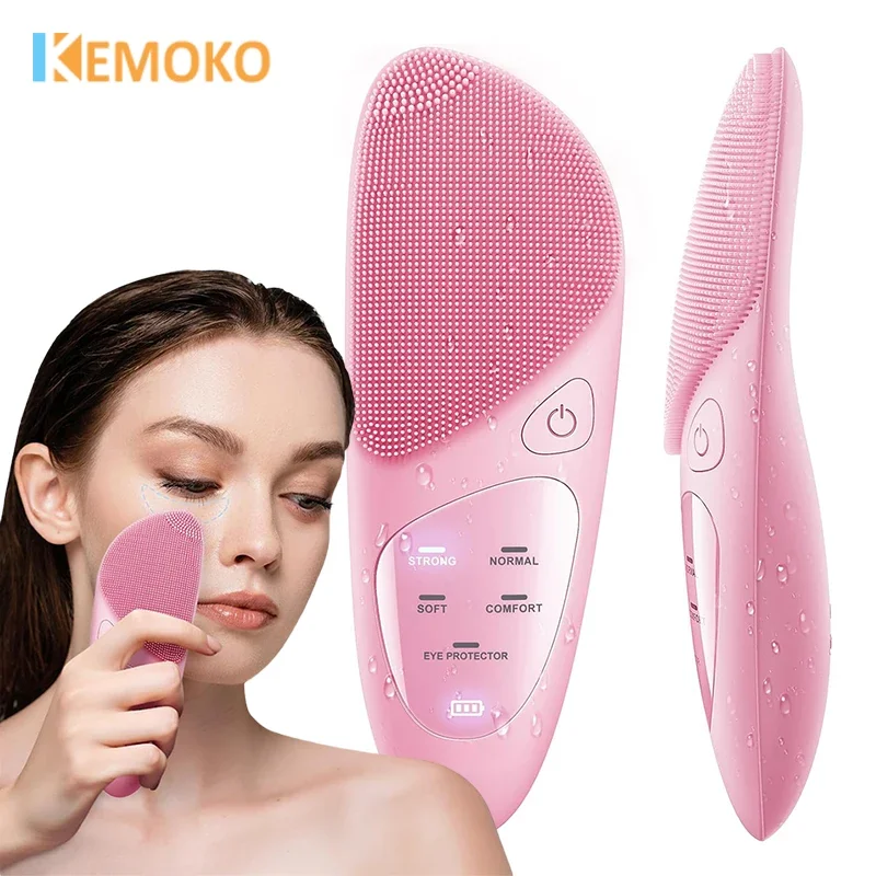 Electric Silicone Cleansing Brush USB Sonic Deep Electric Cleansing Brush Pore Blackhead Remover Double Sided Face Wash Brush