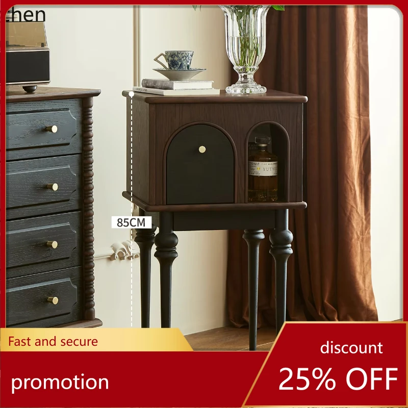 

HXL French retro solid wood sofa side few small apartment medieval living room side cabinet narrow cabinet bedside shelf