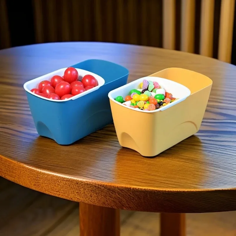 Home Lazy Doppelschichtige Snackbox, Melonenkernbox, Snack- und Trockenobstteller für das Wohnzimmer, Kreative doppelschichtige Asphalt-Aufbewahrungsbox