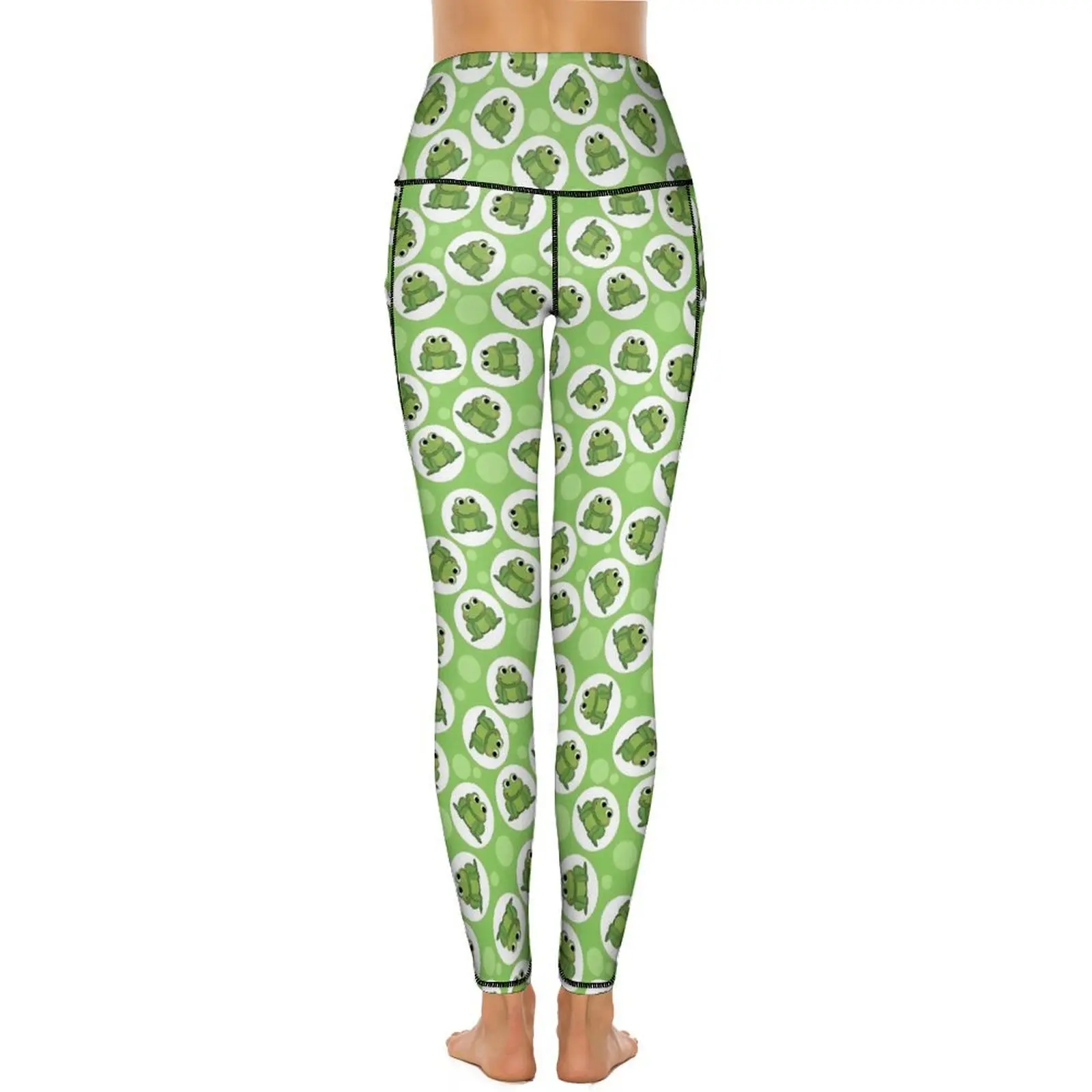 Leggings de yoga à imprimé grenouille verte pour femmes, pantalons de sport à séchage rapide, pantalons d'entraînement push-up, leggings graphiques animaux mignons sexy, Kawaii