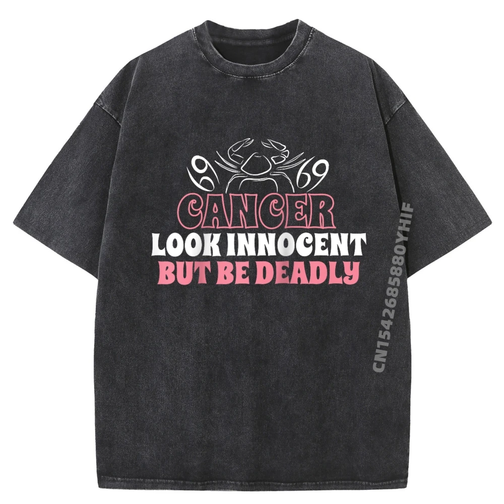 

Cancer Zodiac Sign Horoscope Design Luxury Designer T-shirt Man For Men Tops & Tees Funny Comfortable Washed Tshirts Geek