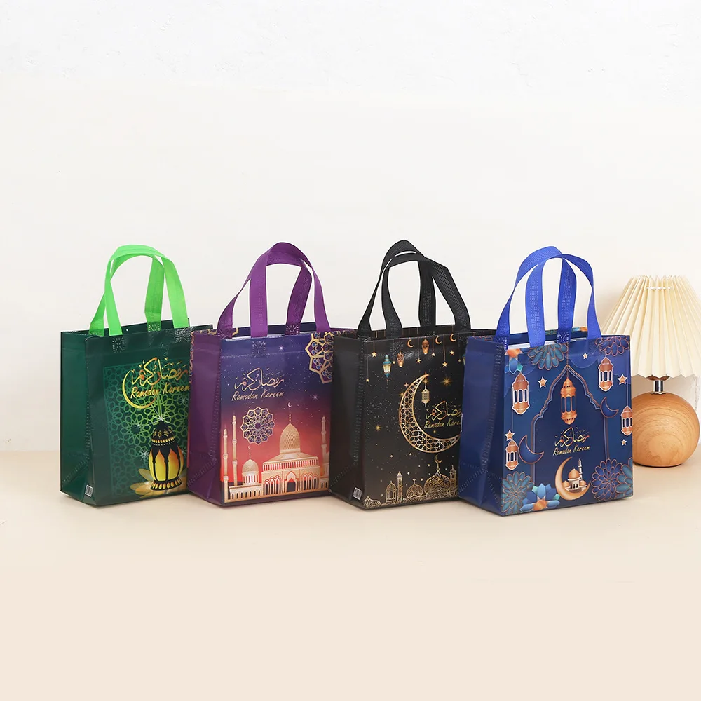 4/8 Stuks Eid Mubarak Moon Star Gift Bags Herbruikbare Niet-geweven Stof Zakken Opvouwbare Handtas Voor Ramadan moslim Vakantie Feestcadeautjes