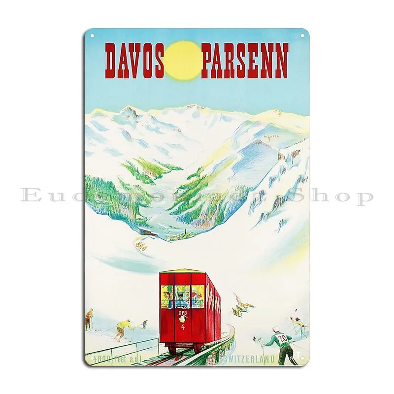 Switzerland 2022 Today Graub%C3%Bcnden Davos Parsenn Winter Holiday Trip Metal Sign Living Room Designer Customize