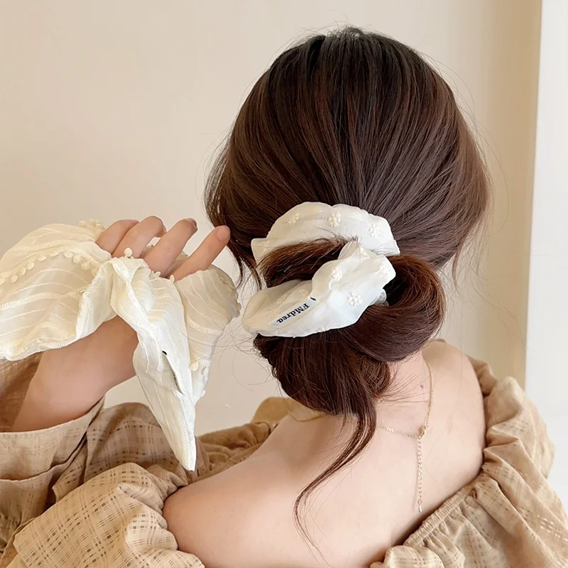 

Ele корейские резинки для волос из молочно-белой ткани Sle Pure Desire для женщин, милые аксессуары для волос, головной убор с хвостом