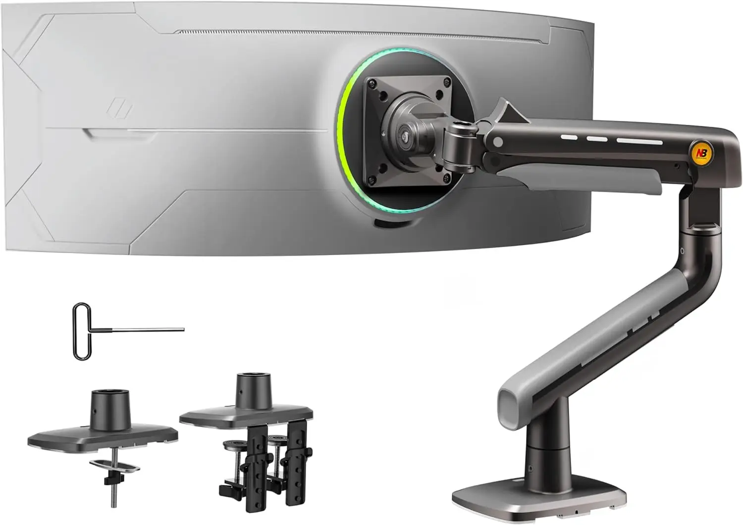Heavy Duty Monitor Arm for 27-50 inch Flat/Curved/Ultrawide Screens, VESA 75/100 mm, Holds up to 18 kg