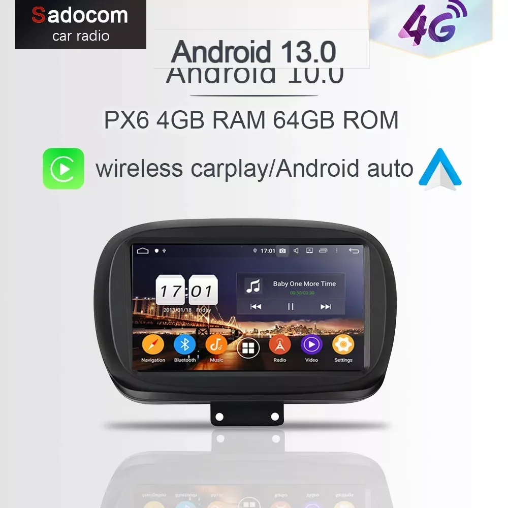 

720P PX6 DSP 9" Android 10.0 64G ROM 4G RAM 8 Core Car DVD Player For Fiat 500X 2014 - 2020 GPS Glonass autoradio Bluetooth 5.0