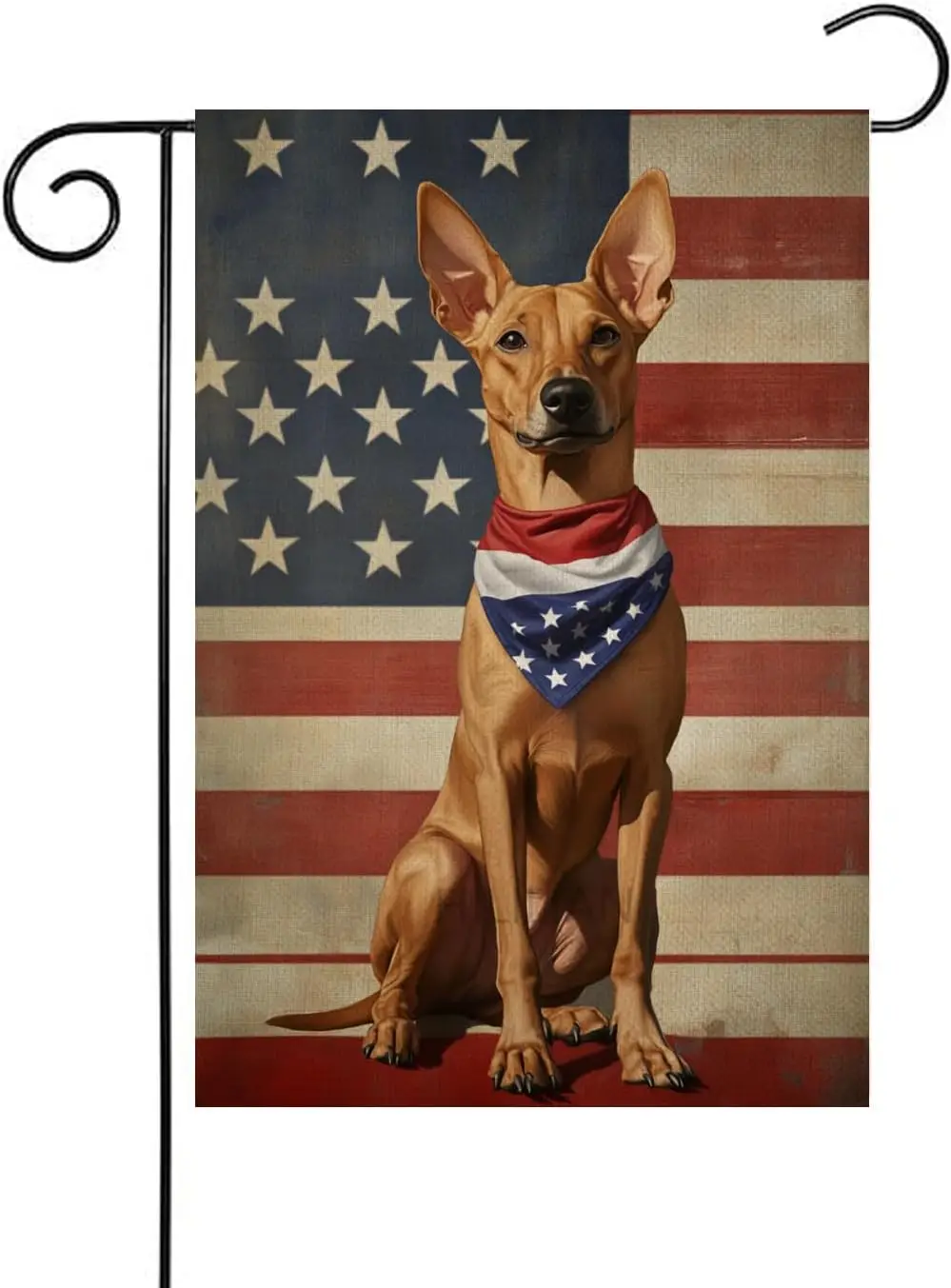 4th of July Garden Flag 12x18 inch Double Sided, Small Burlap Welcome Patriotic Pharaoh-Hound Garden Yard House Flags for Me AAS