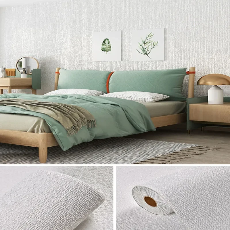 Linnen 3D-schuim zelfklevend PVC effen kleur verdikte waterdichte achtergrond muurrenovatie behang muurstickers woondecoratie