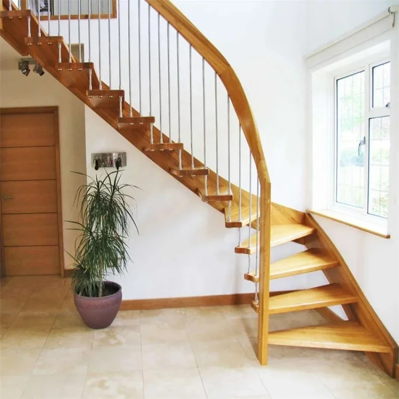 custom.Modern Indoor Floating Wooden Stairs with Glass Railing Tailored Designs Sizes Competitive Price Quality Wooden Stair