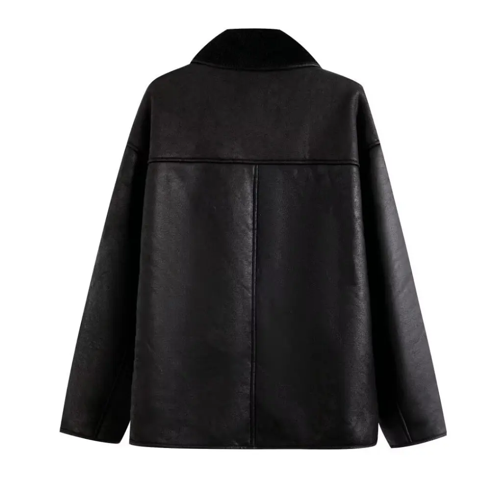 Chaqueta de cuero de imitación Joker para mujer, ropa de abrigo informal, abrigo de estilo americano y europeo, holgado, para invierno