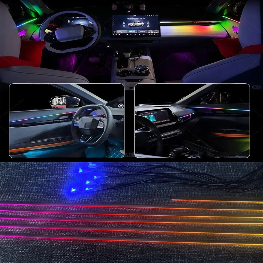 

Universal Symphony Led Car Ambient Light RGB Color Acrylic Strip Streamer Interior Dashboard Decoration Atmosphere Lamp 18/10/6