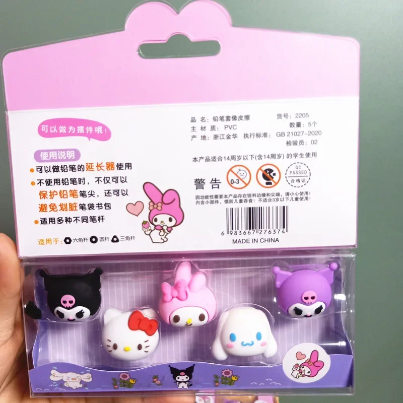 Imagem -04 - Sanrio Kuromi Mini Borrachas Lápis Cap Afiador Papelaria de Escritório my Melody Cinnamoroll em 24 Conjunto Box Atacado