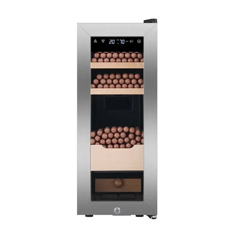 Digital Cigar Humidor Cabinet 200 Count Capacity with Spanish Cedar Stand Hygrometer Temperature Control for Cigar Storage