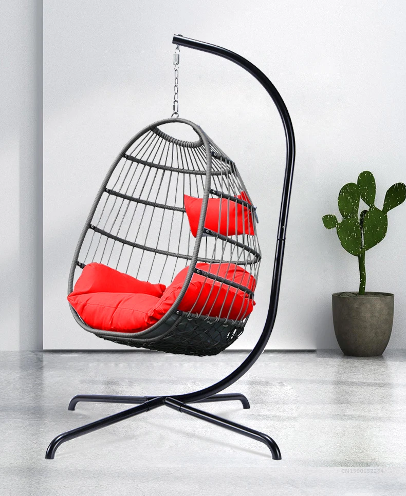 

Indoor Outdoor Patio Wicker Hanging Chair Swing Hammock Egg Chairs Uv Resistant Cushion Loading 350lbs For Patio Bedroom Balcony